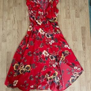 Sage & Vicky Wrap Dress Floral Red L